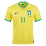 Neymar #10 Brésil Maillot Domicile Coupe du Monde 2022