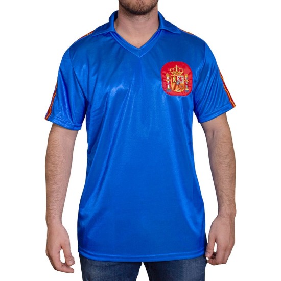 Maillot Retro Espagne 1982 Coupe du Monde Bleu Enfant