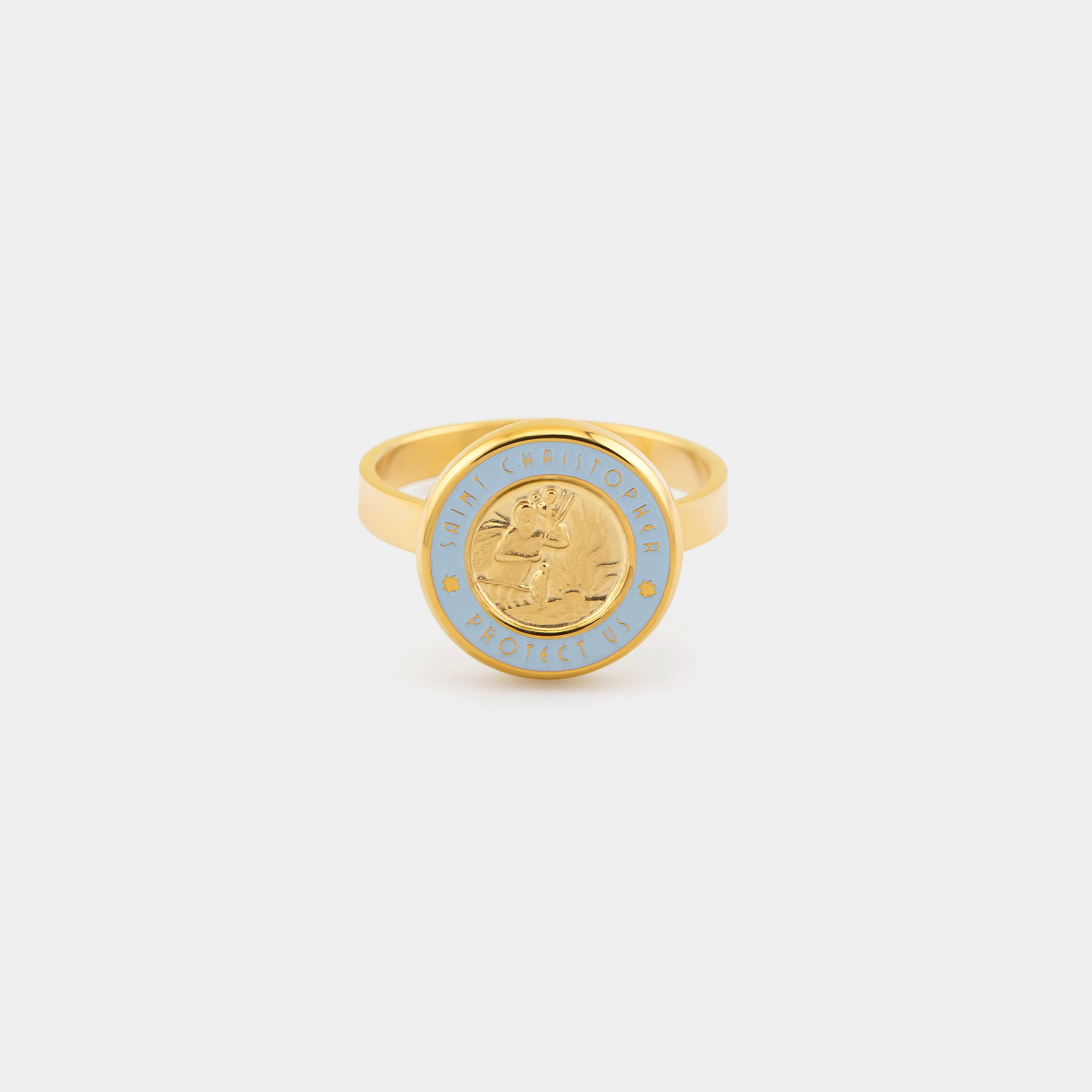 Bague Saint-Christophe - Or / Bleu ciel