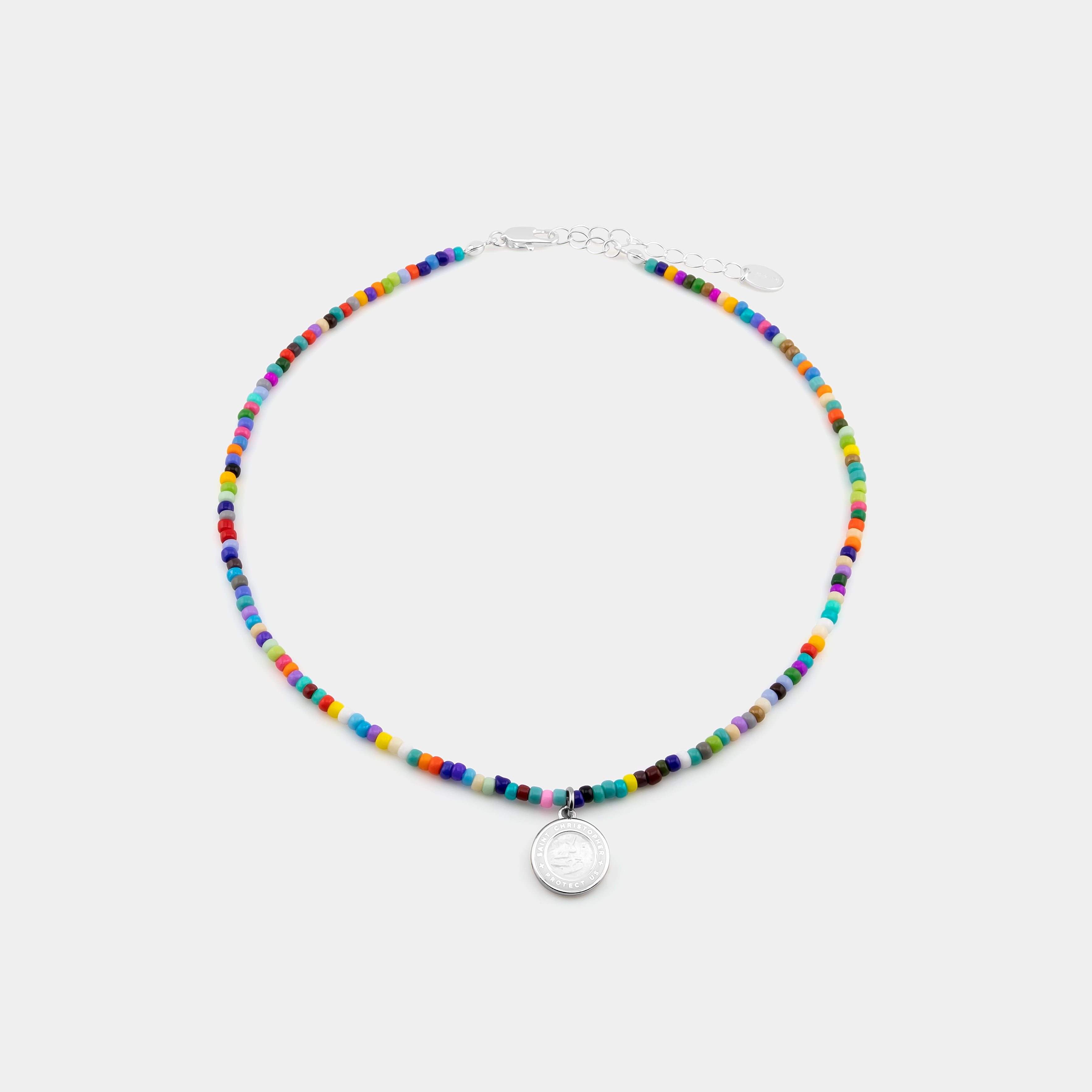 Collier ras du cou à perles arc-en-ciel