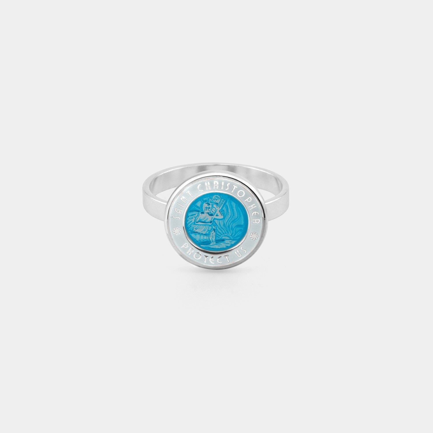 Bague Saint-Christophe Aqua / Blanc